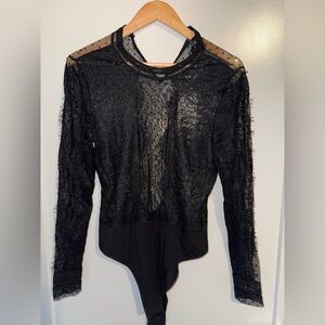 Bardot Sheer Black Lace Bodysuit